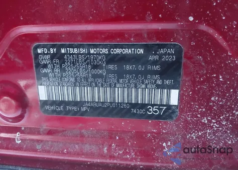 2023 Mitsubishi Outlander Sport 2.0 Le Awc z USA, uszkodzony, nr VIN JA4ARUAU2PU011260